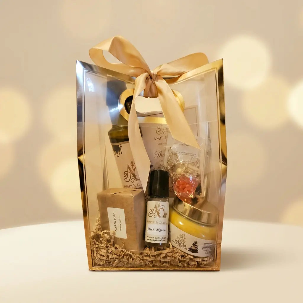 Gift Sets with a champagne gifting backdrop